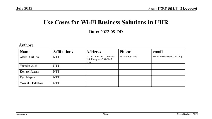 Use Cases for Wi-Fi Business Solutions in UHR