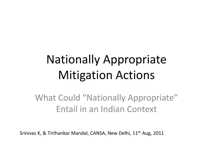 nationally appropriate mitigation actions n.w
