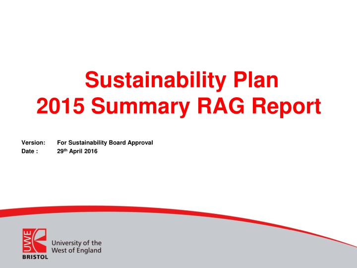 University Sustainability Plan 2015 Summary