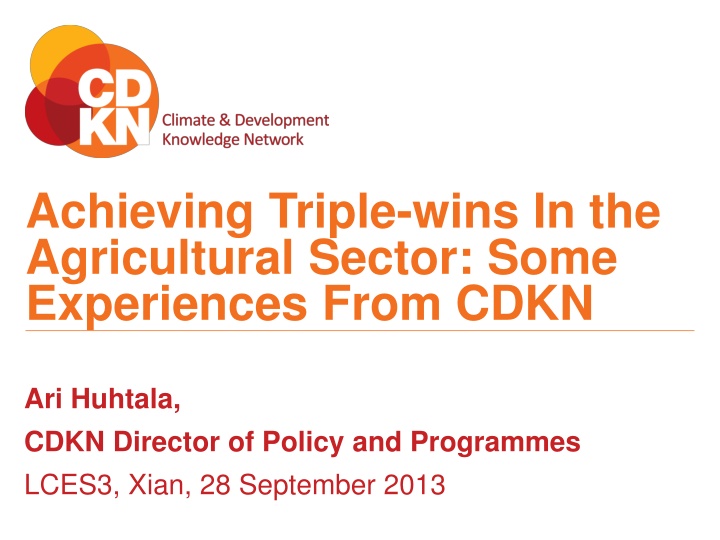 Agricultural Sector Triple-Win Experiences