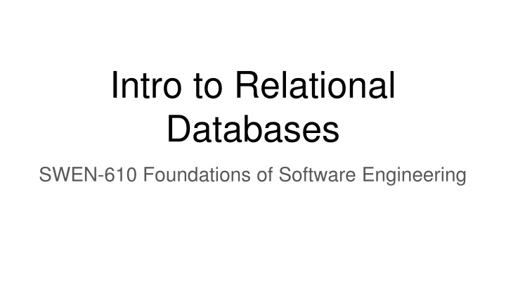 Introduction to Relational Databases in Software Engineering
