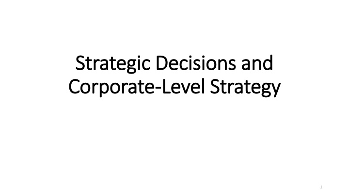 strategic decisions and strategic decisions n.w