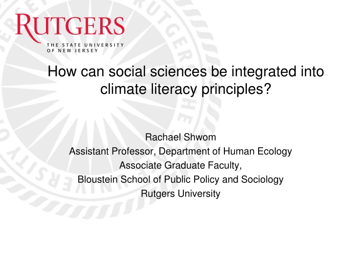 Integrating Social Sciences into Climate Literacy Principles