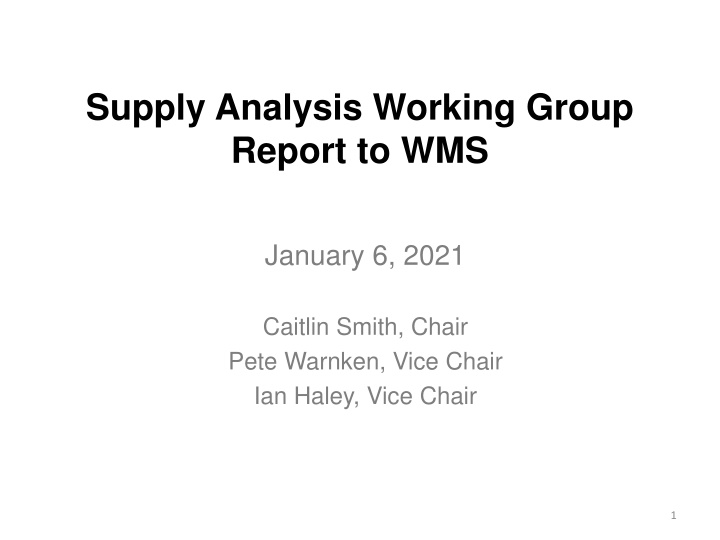ERCOT Supply Analysis Report Overview