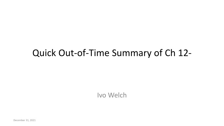 quick out of time summary of ch 12 n.w