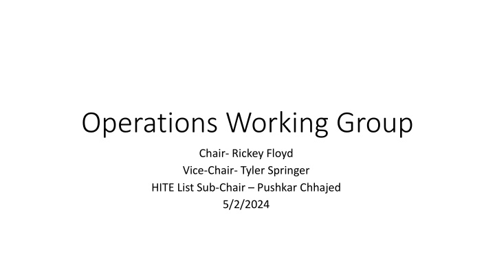 Operations Working Group