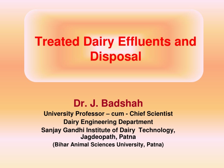 treated dairy effluents and disposal n.w