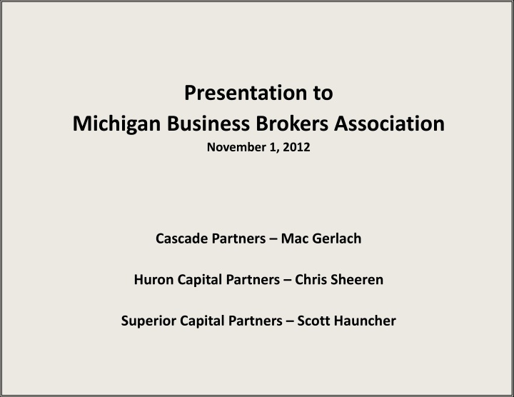 Private Equity Investment Overview
