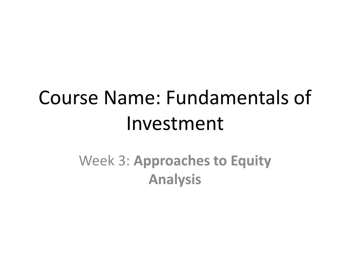 course name fundamentals of investment n.w