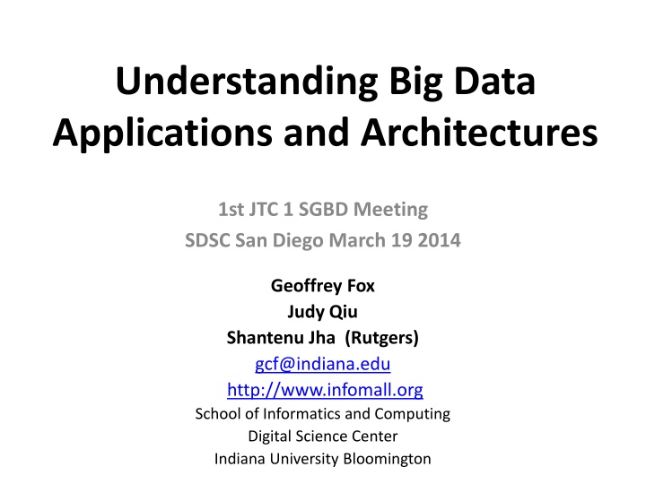 Big Data Applications and Architectures Overview