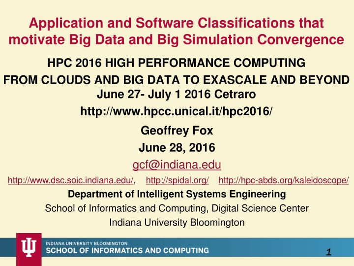 Application and Software Classifications for Big Data Convergence