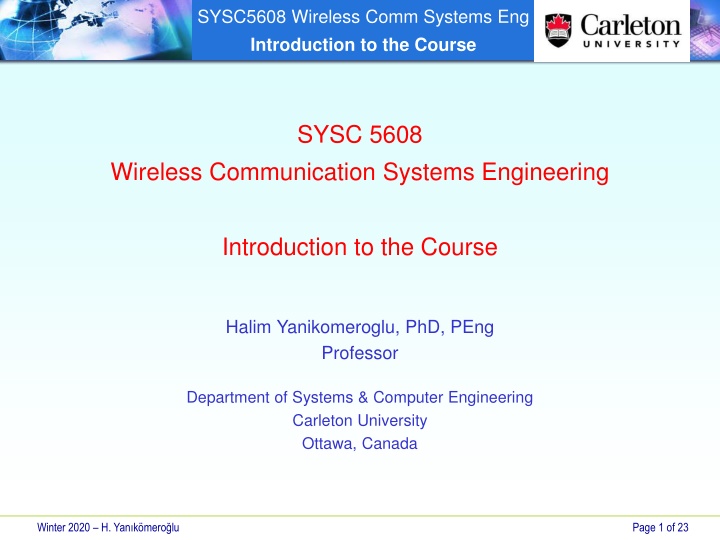 sysc5608 wireless comm systems eng introduction n.w