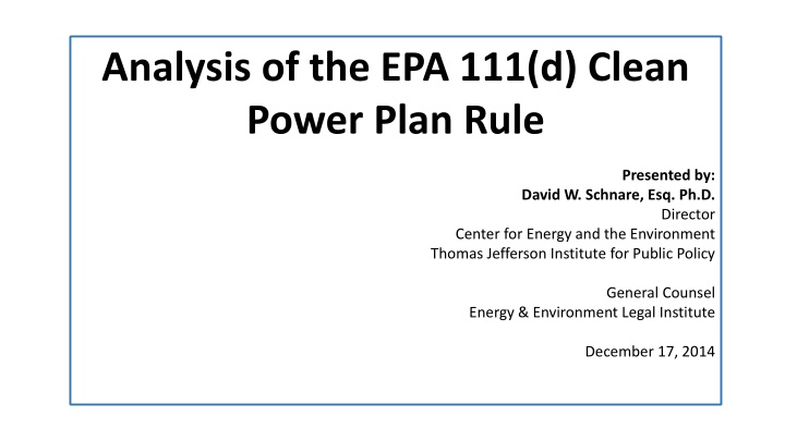 analysis of the epa 111 d clean power plan rule n.w