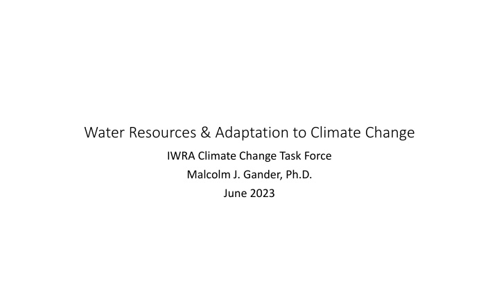 water resources adaptation to climate change n.w