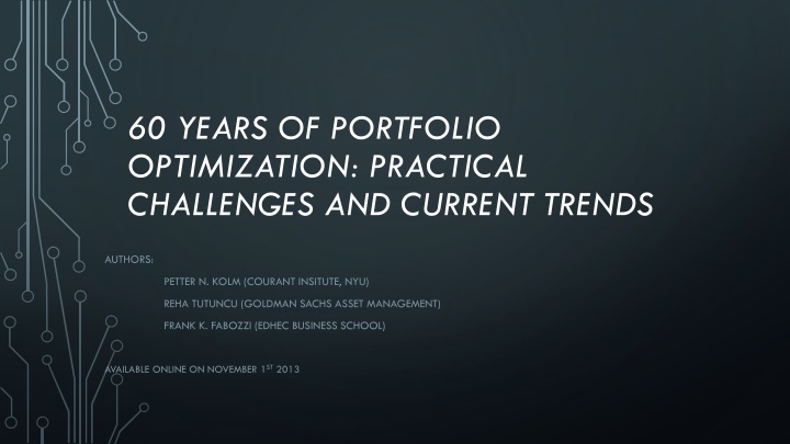 Practical Challenges in Portfolio Optimization