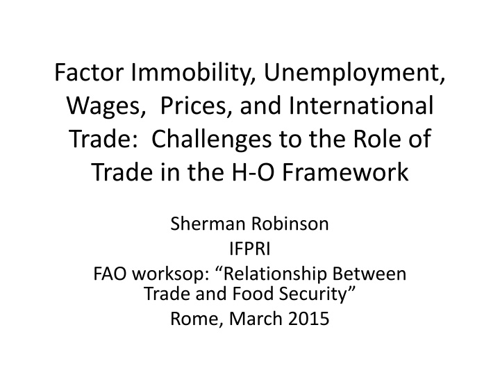 factor immobility unemployment wages prices n.w