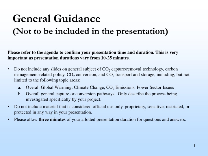 general guidance not to be included n.w