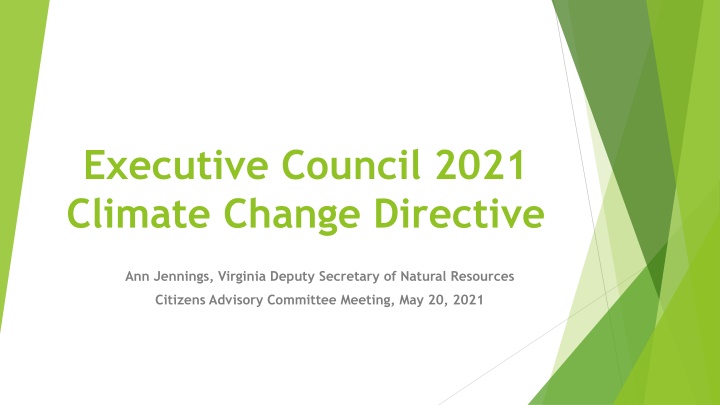 Executive Council 2021 Climate Change Directive Overview