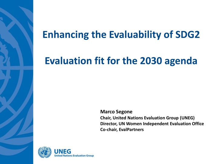 Evaluability of SDG2 for 2030 Agenda