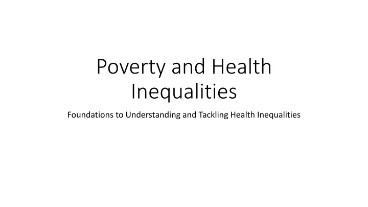poverty and health inequalities n.w