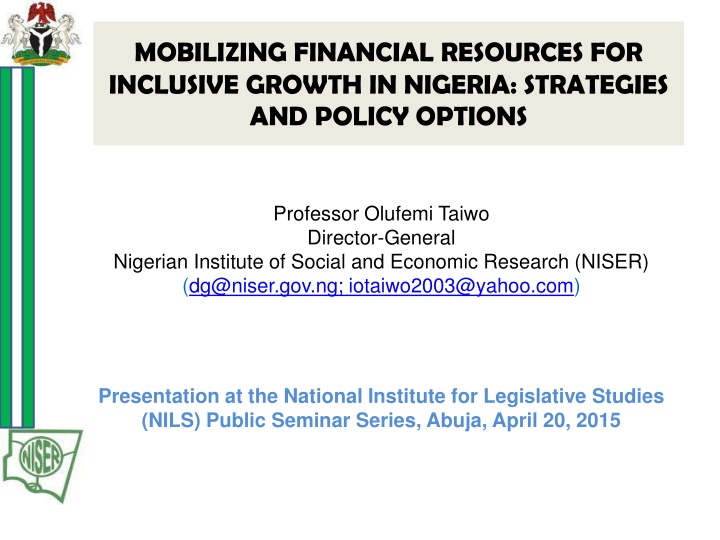 Mobilizing Financial Resources for Inclusive Growth in Nigeria: Strategies and Policy Options