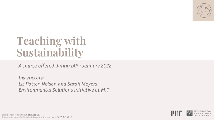 Teaching with Sustainability - A Course for January 2022
