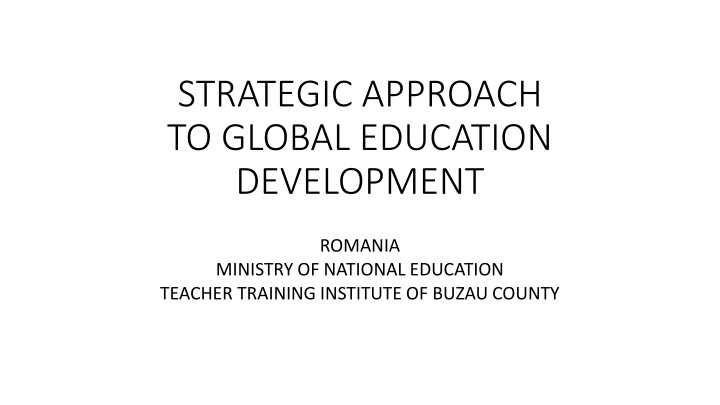 strategic approach to global education development n.w