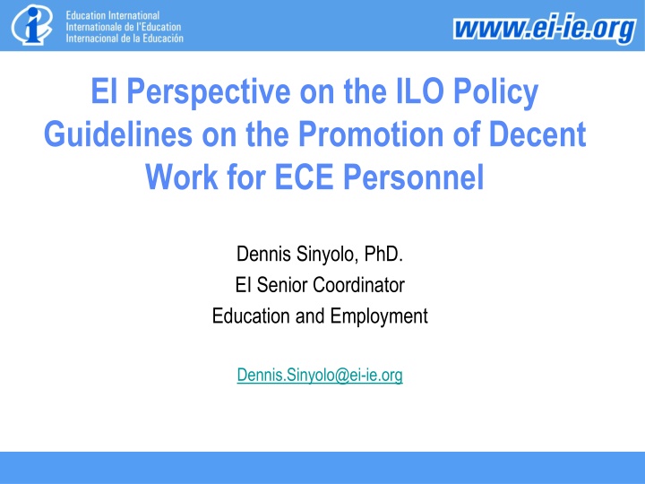 EI's Perspective on ILO Policy Guidelines for Decent Work in ECE Personnel