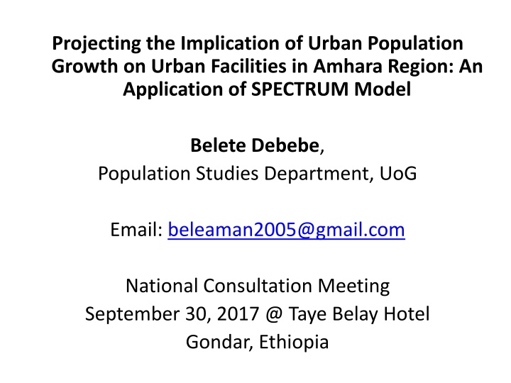 projecting the implication of urban population n.w