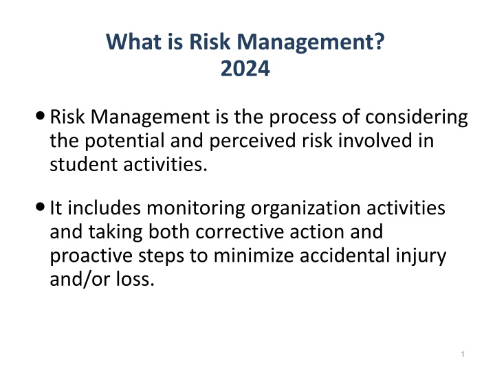 Risk Management in Student Activities