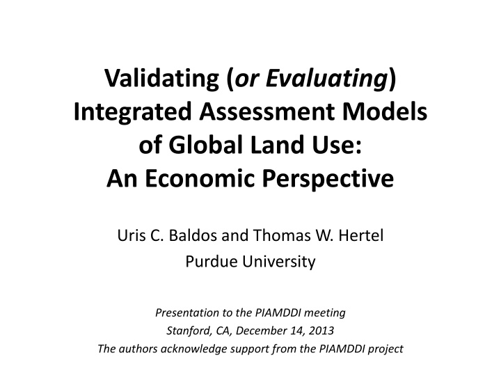 validating or evaluating integrated assessment n.w