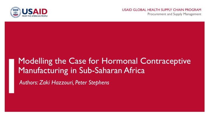 Analysis of Hormonal Contraceptive Manufacturing in Sub-Saharan Africa