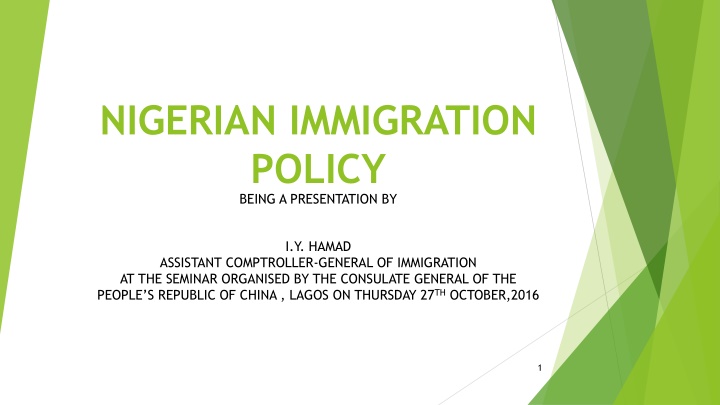 Nigerian Immigration Policy Presentation at Seminar