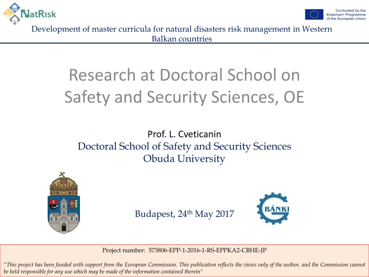 Development of Master Curricula for Natural Disasters Risk Management in Western Balkan Countries