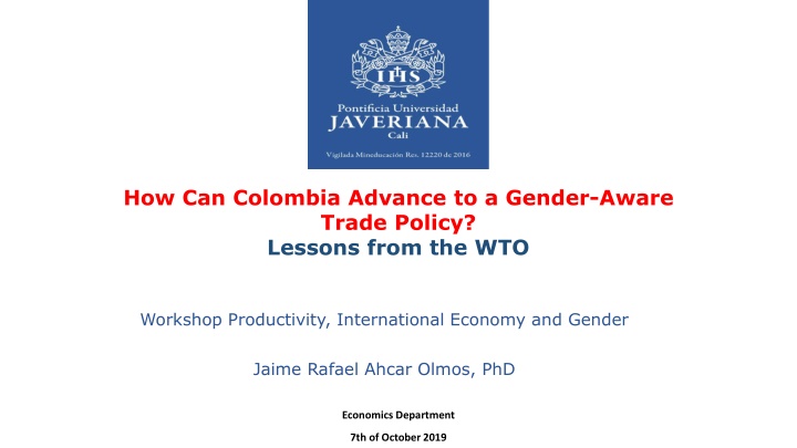 how can colombia advance to a gender aware trade n.w