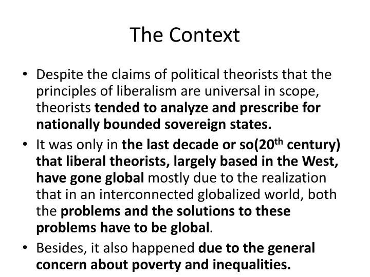 Globalizing Liberalism and Addressing Poverty: Towards Cosmopolitan Justice