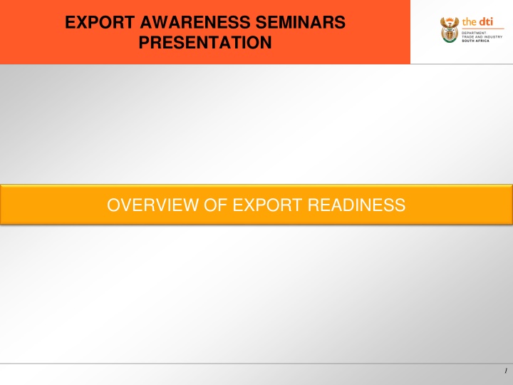 export awareness seminars presentation n.w