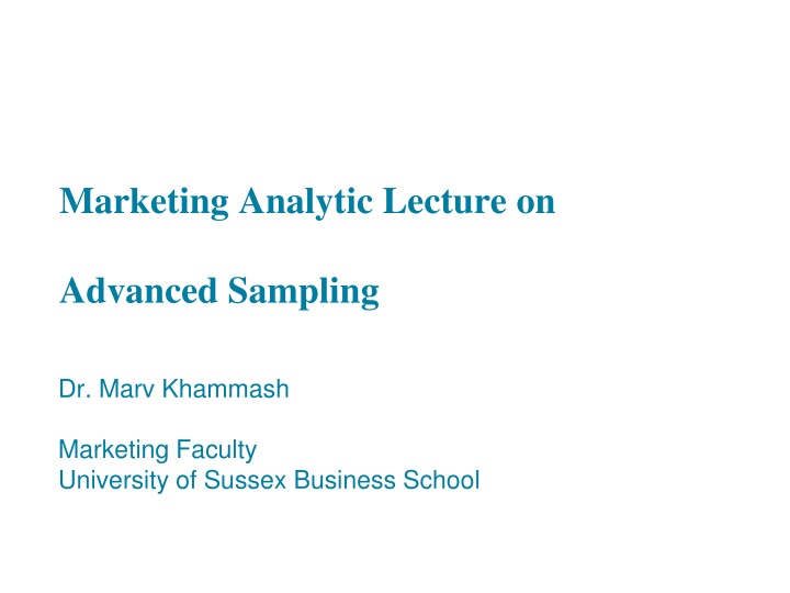 marketing analytic lecture on n.w