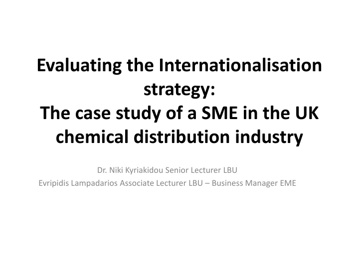 Evaluating SME Internationalisation Strategy in UK Chemical Distribution