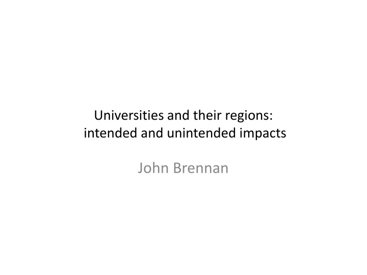 Impacts of Universities on Regional Development