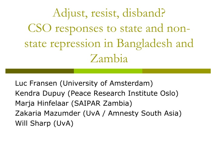 CSO Responses to Repression in Bangladesh and Zambia