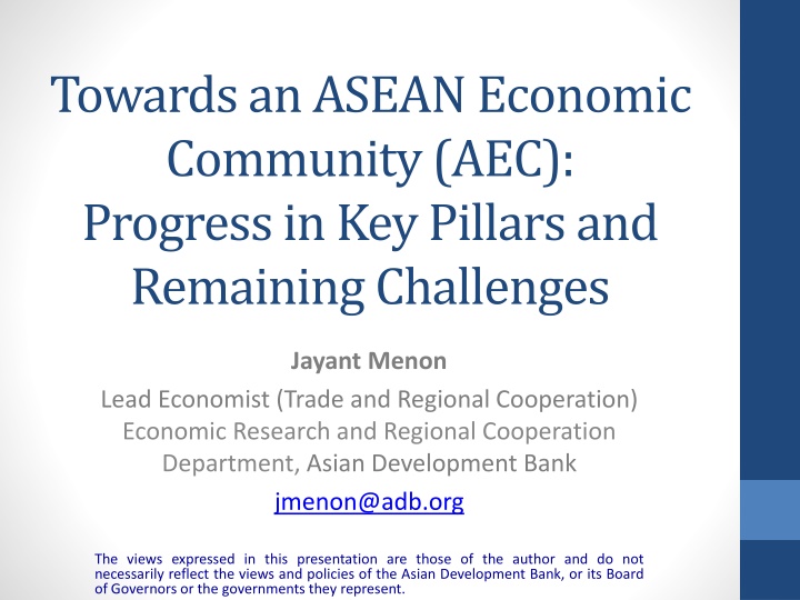 Progress and Challenges of ASEAN Economic Community (AEC)