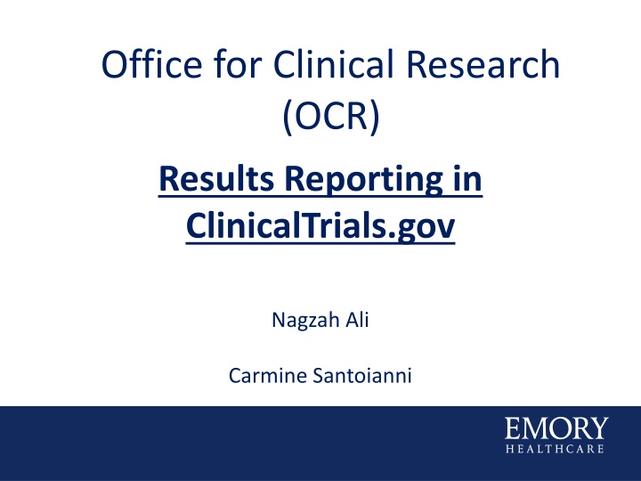 Results Reporting in ClinicalTrials.gov