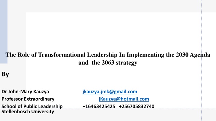 Role of Transformational Leadership in Africa's Development Strategies