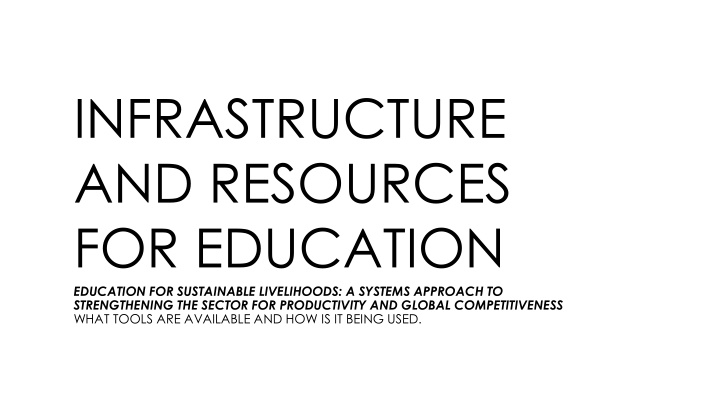 Education Infrastructure and Resources: Strengthening for Productivity
