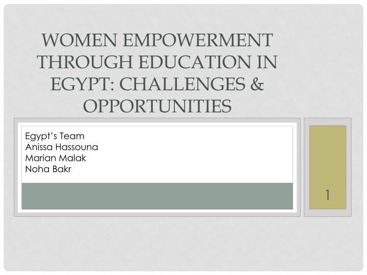 Challenges & Opportunities for Female Education in Egypt
