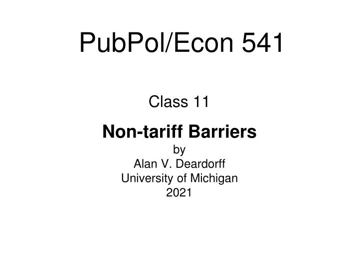 Non-tariff Barriers in Trade Economics