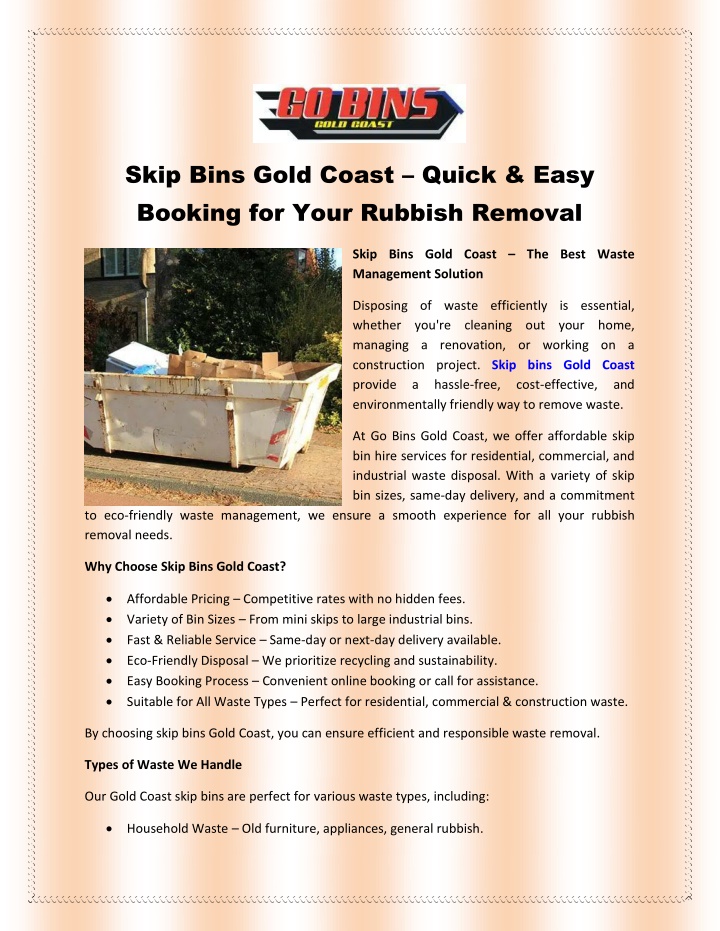 skip bins gold coast quick easy booking for your n.w