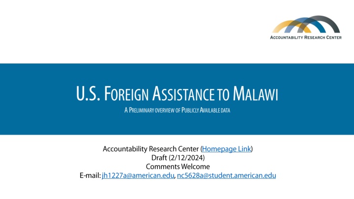 Analysis of US Foreign Assistance to Malawi: Preliminary Findings