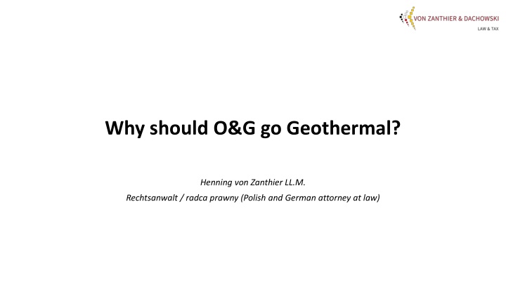 why should o g go geothermal n.w